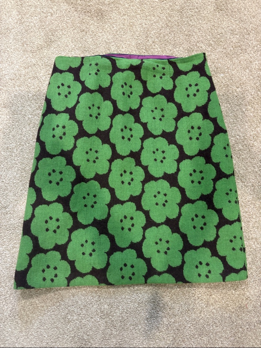 Boden Green Floral Woolish  Skirt - Bold Graphic Pattern